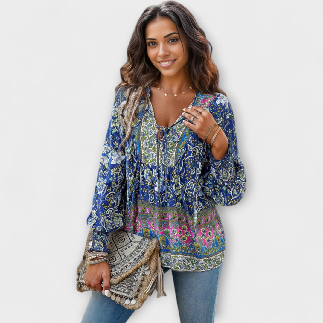 Melodie - Bohemian V-Ausschnitt Top mit Bindefront