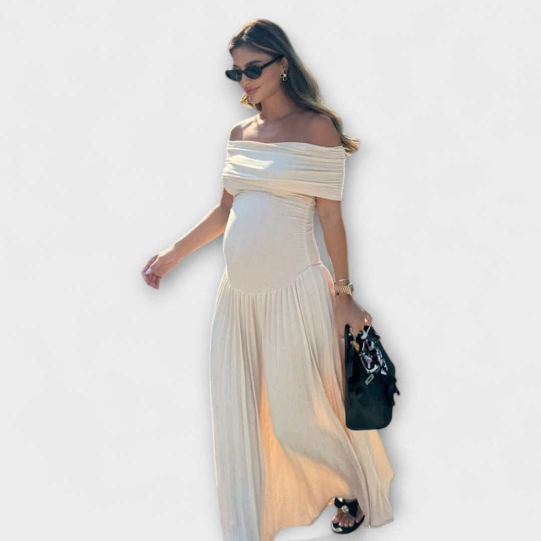 Amara - Maxi Kleid für Schwangere mit Falten