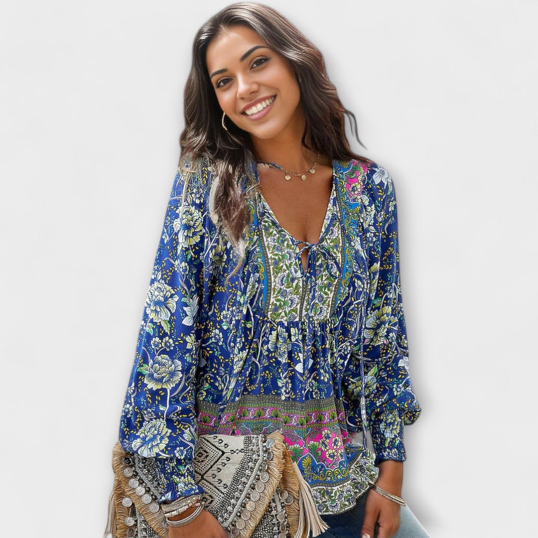 Melodie - Bohemian V-Ausschnitt Top mit Bindefront