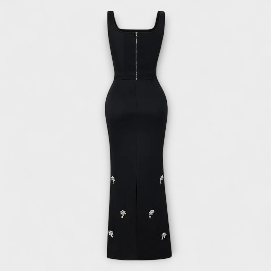 Avalon - Schwarzes Perlenzipper Oberteil und Rockensemble