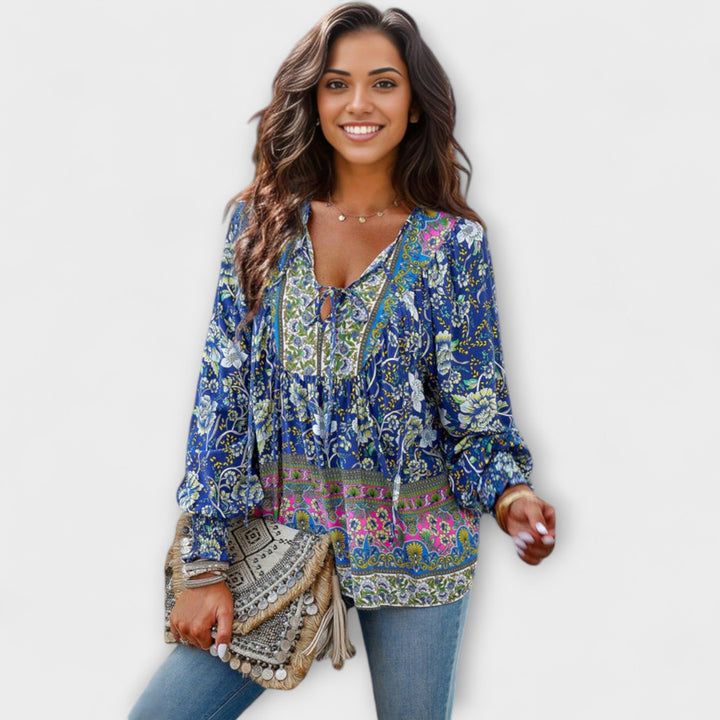 Melodie - Bohemian V-Ausschnitt Top mit Bindefront